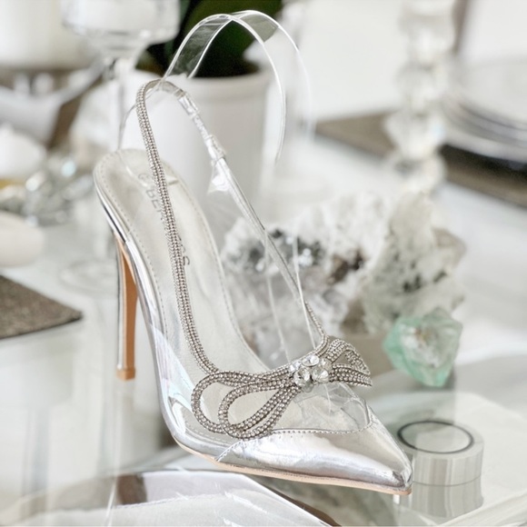 New Glamorous Silver Crystal Embellished Heels - Picture 4 of 5